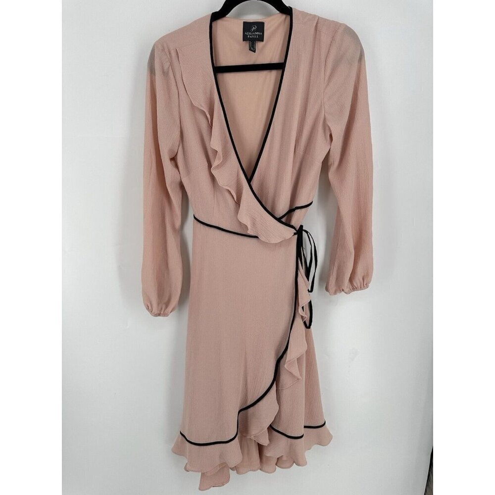 Adrianna Papell Chiffon Wrap Pink Midi Dress Women’s 8 EUC